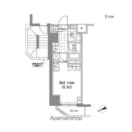 パークハビオ新橋[1R/25.03m2]の間取図