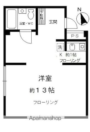 東京都杉並区方南１丁目[1K/28.34m2]の間取図