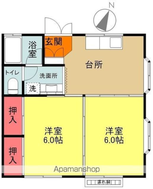 シャトリエⅠ・Ⅱ[2DK/40.49m2]の間取図