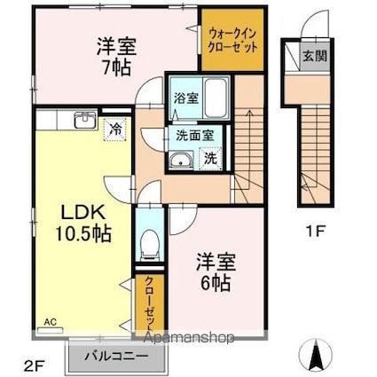 ヴィルヌーブ　Ｍ[2LDK/62.8m2]の間取図