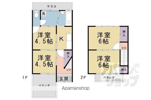 京都市東西線 椥辻駅 徒歩2分 2階建 築57年の間取り写真