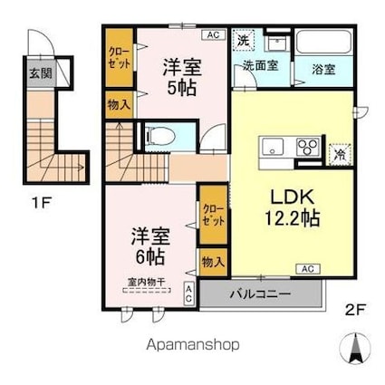 ブラン・シエル[2LDK/60.77m2]の間取図