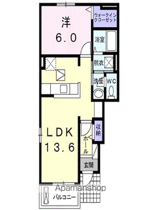 グランフィルＢ[1LDK/46.06m2]の間取図