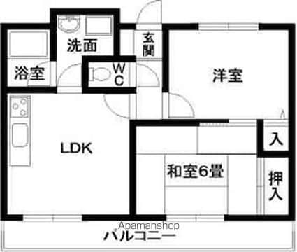 和歌山県和歌山市北島[2LDK/44.67m2]の間取図