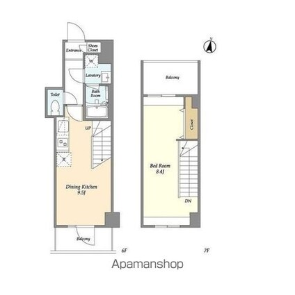 ミレドゥーエ神楽坂[1LDK/43.44m2]の間取図
