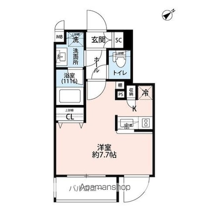 プレール・ドゥーク学芸大学Ⅱ[1R/26.41m2]の間取図