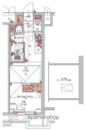 ハーモニーレジデンス東京南砂パークサイド[1DK/25.51m2]の間取図