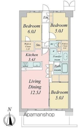トラープランド蒼麗館[3LDK/72m2]の間取図