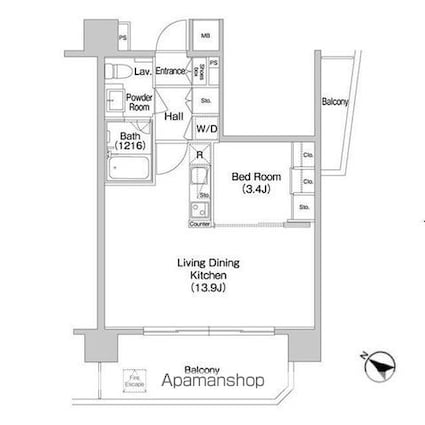 コンフォリア南砂町[1LDK/38.99m2]の間取図
