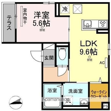 瀬戸内ハウジングⅡ[1LDK/38.69m2]の間取図