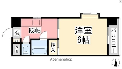 佐伯ビルディングスＮｏ．１２[1K/21.08m2]の間取図