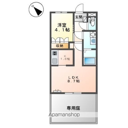 和歌山県和歌山市北島[1LDK/36m2]の間取図