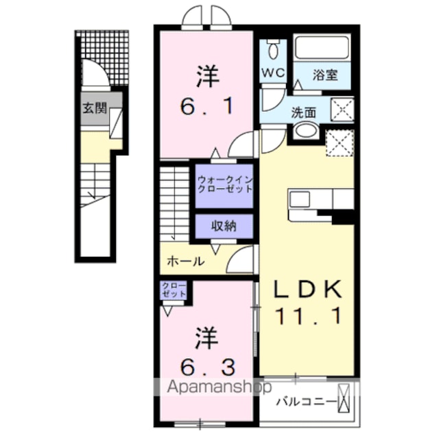 アクアポートⅢ[2LDK/58.6m2]の間取図