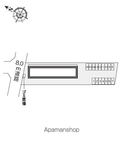 レオパレスエミール美原台Ｂ館[1K/23.18m2]の配置図