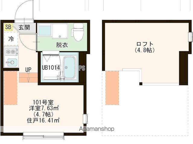 東京都練馬区関町北２丁目[1R/16.41m2]の間取図