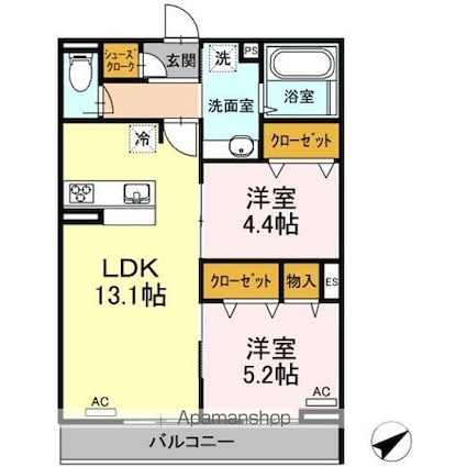メゾンＮ＆Ｎ[2LDK/55.45m2]の間取図
