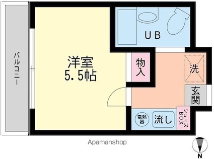 東京都目黒区下目黒２丁目[1K/19.7m2]の間取図