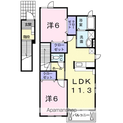 ヴィラ　エレガントＢ[2LDK/58.48m2]の間取図