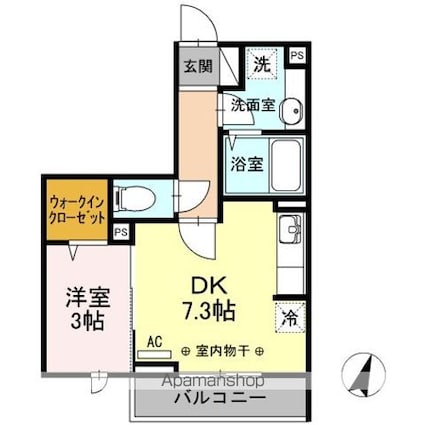 パレス国分寺[1DK/30.26m2]の間取図