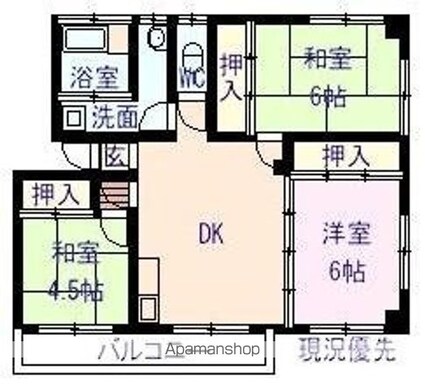 田口コーポ[3DK/64.6m2]の間取図