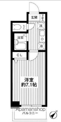 レジディア南行徳[1K/21m2]の間取図