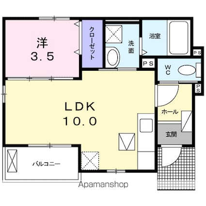 クラウン[1LDK/34.05m2]の間取図