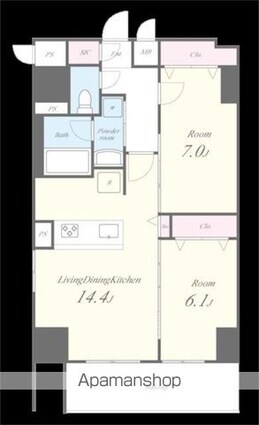 Ｂｌａｎｃｈｅ船橋本町[2LDK/63.59m2]の間取図