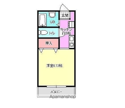 Ｕハウス[1K/20.23m2]の間取図
