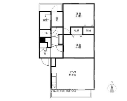 長野県長野市三輪２丁目[2LDK/55.74m2]の間取図