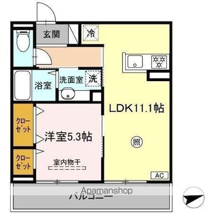 ＬＵＣＥ船越[1LDK/40.96m2]の間取図