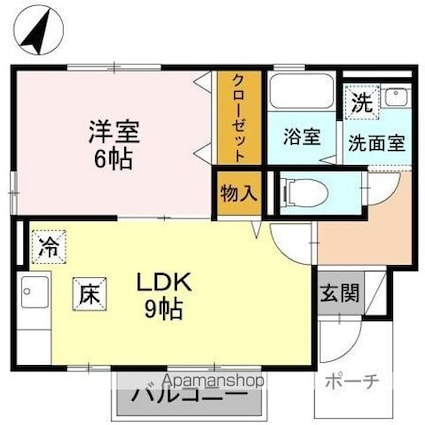 サンホームハラダン[1LDK/43.03m2]の間取図