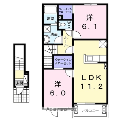 プリムローズ　Ｂ[2LDK/57.64m2]の間取図
