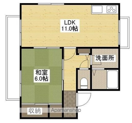 大福多治米コーポ[1LDK/39.85m2]の間取図