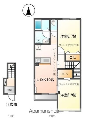 東京都あきる野市草花[2LDK/60m2]の間取図