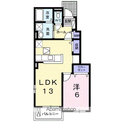 桜梅桃李　Ⅱ[1LDK/45.82m2]の間取図