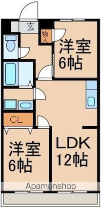 ヴェルクレール[2LDK/51.3m2]の間取図