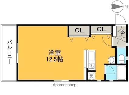 高知県高知市二葉町[1R/34.6m2]の間取図
