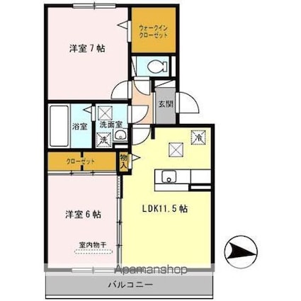メゾン・ド・プルミエ[2LDK/58.07m2]の間取図