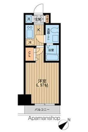 エコロジー潮見レジデンス[1K/21.2m2]の間取図