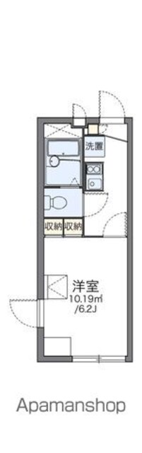 レオパレスフェリース上野[1K/19.87m2]の間取図