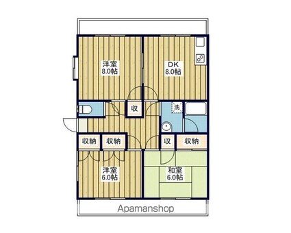 下林クローバーハイツ[3DK/76m2]の間取図
