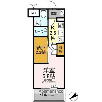 ＣＩＮＺＡ若林[1K/25.66m2]の間取図