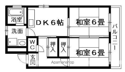 ハイツ中川[2DK/45m2]の間取図
