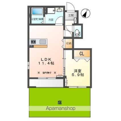エバーレジデンス[1LDK/42.58m2]の間取図