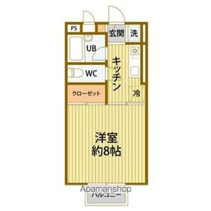 国見パーソナルＶ[1K/26.4m2]の間取図