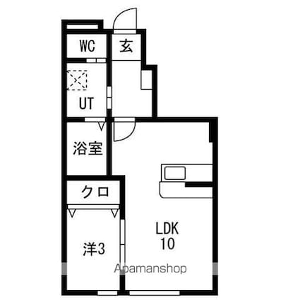 ヴァンクール鶴岡[1LDK/33.8m2]の間取図