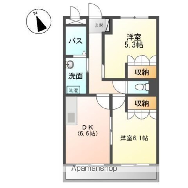コムス・エルアール[2DK/45.63m2]の間取図