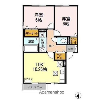 リビングタウン砂払　ＡＢＣＤ[2LDK/53.76m2]の間取図