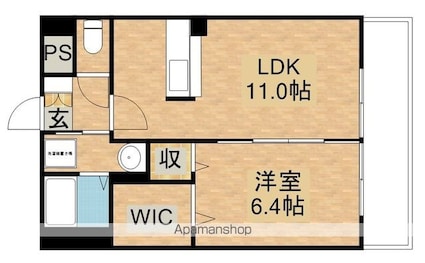 エクレス[1LDK/43.4m2]の間取図