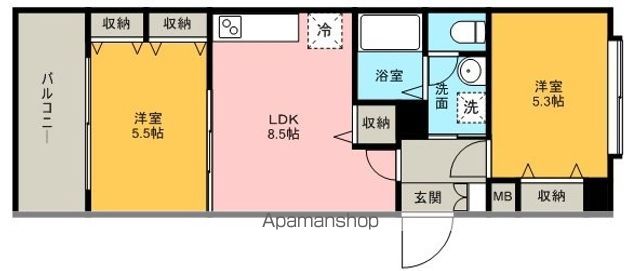 福岡市中央区舞鶴のマンションの間取り